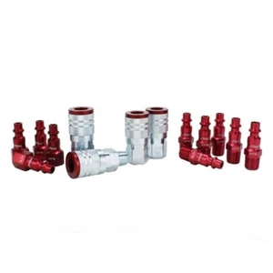 Milton® COLORFIT® Coupler & Plug Kit - (M-STYLE® , Red) - 1/4" NPT (14-Piece) - Picture 1 of 7