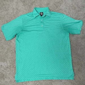FootJoy FJ Athletic Fit Mens Golf Polo Shirt Size Medium Green Geometric Diamond - Picture 1 of 4