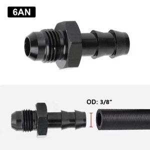 Car Male 6An An-6 To 3/8" Hose Barb Adapter Fitting AN6 6AN -6AN 3/8 Push Lock - Picture 1 of 12