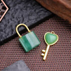 1 Set Natural Crystal Couple Lock Necklace Pendant Set Heart Shaped Key Piece S1