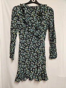 Ladies Miss Selfridge Navy/green Floral Patterned Dress Size 8 - Picture 1 of 2
