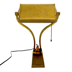 1930s Art Deco Brass Desk Lamp – Sculptural Arm Modernist Design Heavy Patina - Picture 1 of 24