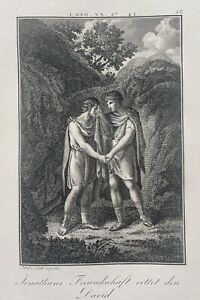 FREUNDSCHAFT ZWISCHEN JONATHAN UND DAVID, ORIG.-KUPFERSTICH CH.L. SCHULER 1810