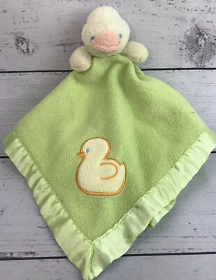 Mantas y más allá Verde Peluche Pato Lovey Manta de Seguridad Verde Borde Satinado 18x18 Foto 1 de 4