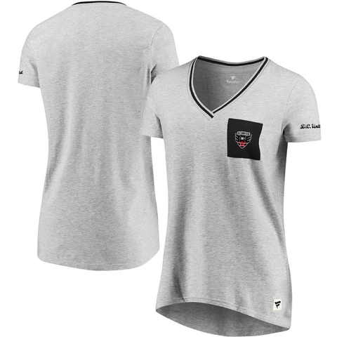 D.C. United Womens V-Neck Shirt Gray Size 2XL Heritage Pocket Tri-Blend T-Shirt Cover