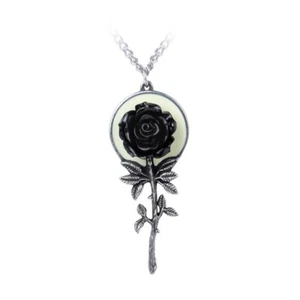 Alchemy P849 Luna Rose Necklace Gothic Pendant England Moon Punk Black - Picture 1 of 1