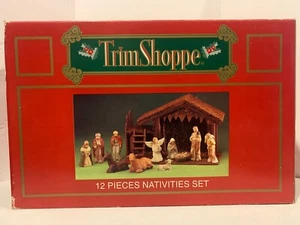 Vintage Trim Shoppe 12 Piece Nativity Set Manger & Figures Christmas Display - Picture 1 of 1