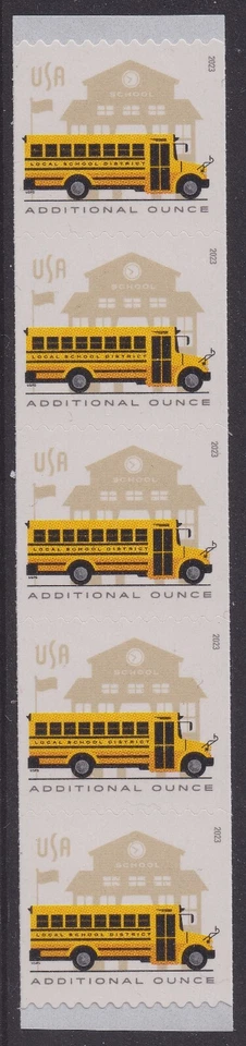 US 5741 School Bus additional ounce rate coil strip 5 MNH 2023 - Image 1 of 1