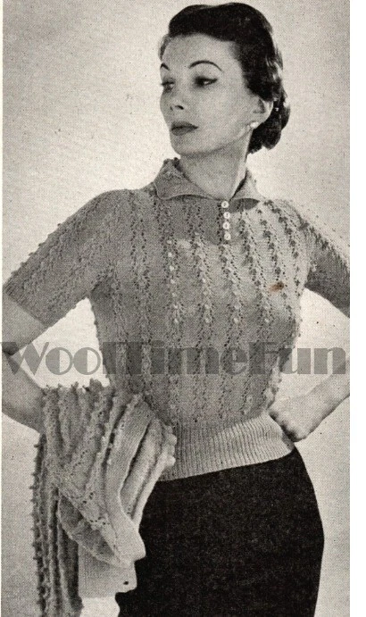 Knitting Pattern Womens Vintage 1950s Cable Twin Set Cardigan Sweater Jumper - Image 1 of 1