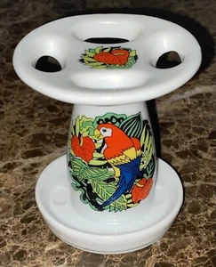Pedestal de porcelana cerámica vintage TAKAHASHI floral pájaro 4 soporte para cepillo de dientes - Imagen 1 de 3