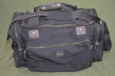 Vintage Eddie Bauer Carry On Crossbody Duffle Luggage Black Leather Trim Bag 20" - Image 1 of 4