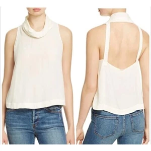 Haut pull col vachette femme Free People City Lights importé ivoire taille M neuf avec étiquette - Photo 1/9