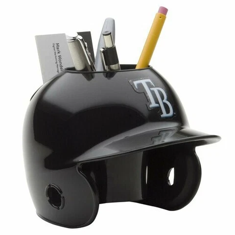 Tampa Bay Rays MLB Baseball Schutt Mini Batting Helmet Desk Organizer Caddy- NEW Cover