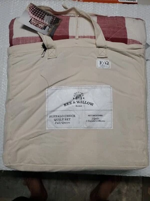 Bee & Willow Buffalo Check Plaid Full/Queen Quilt Set Shabby Chic Farmhouse  - Image 1 of 4