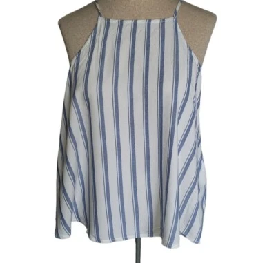 Camiseta sin mangas Hollister con correa de espagueti a rayas azul y blanco talla M fluida Foto 1 de 4