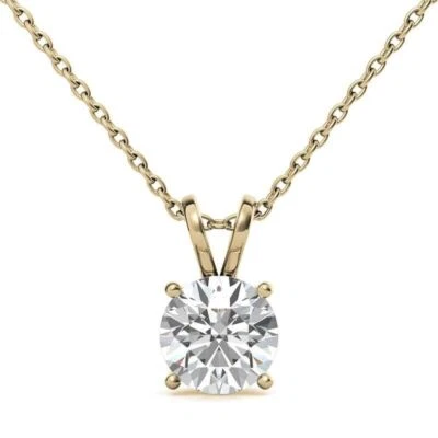 Valentines Diamond Pendant Necklace 18k Yellow Gold IGI GIA HRD 1 Ct Lab Grown - Image 1 of 4