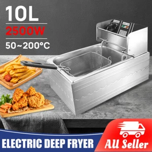 Commercial Electric Deep Fryer Basket Chip Cooker Stainless Steel kitchen 10L - Picture 1 of 12