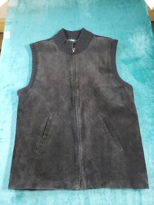 Lauren Ralph Lauren Chaleco Chaqueta Extra Grande Mujer Negro Sin Mangas Cuero Frontal Foto 1 de 4