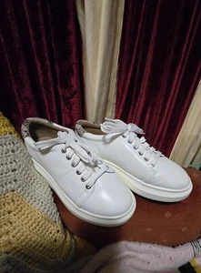 Linea Paolo Leder Keilabsatz Wanderschuhe, Tennis weißes Leder, Kunstschlangenakzent - Bild 1 von 9