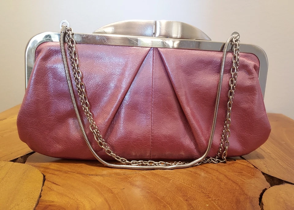 Hobo International Pearl Pink Leather Kiss Lock Chain Hayley Clutch Wallet - Image 1 of 4