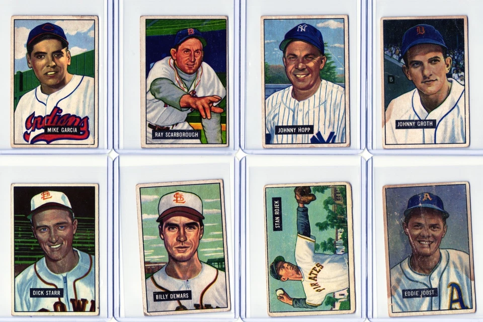 Lote de 19 tarjetas de béisbol vintage Bowman 1951 **Estado en fotos** Foto 1 de 4