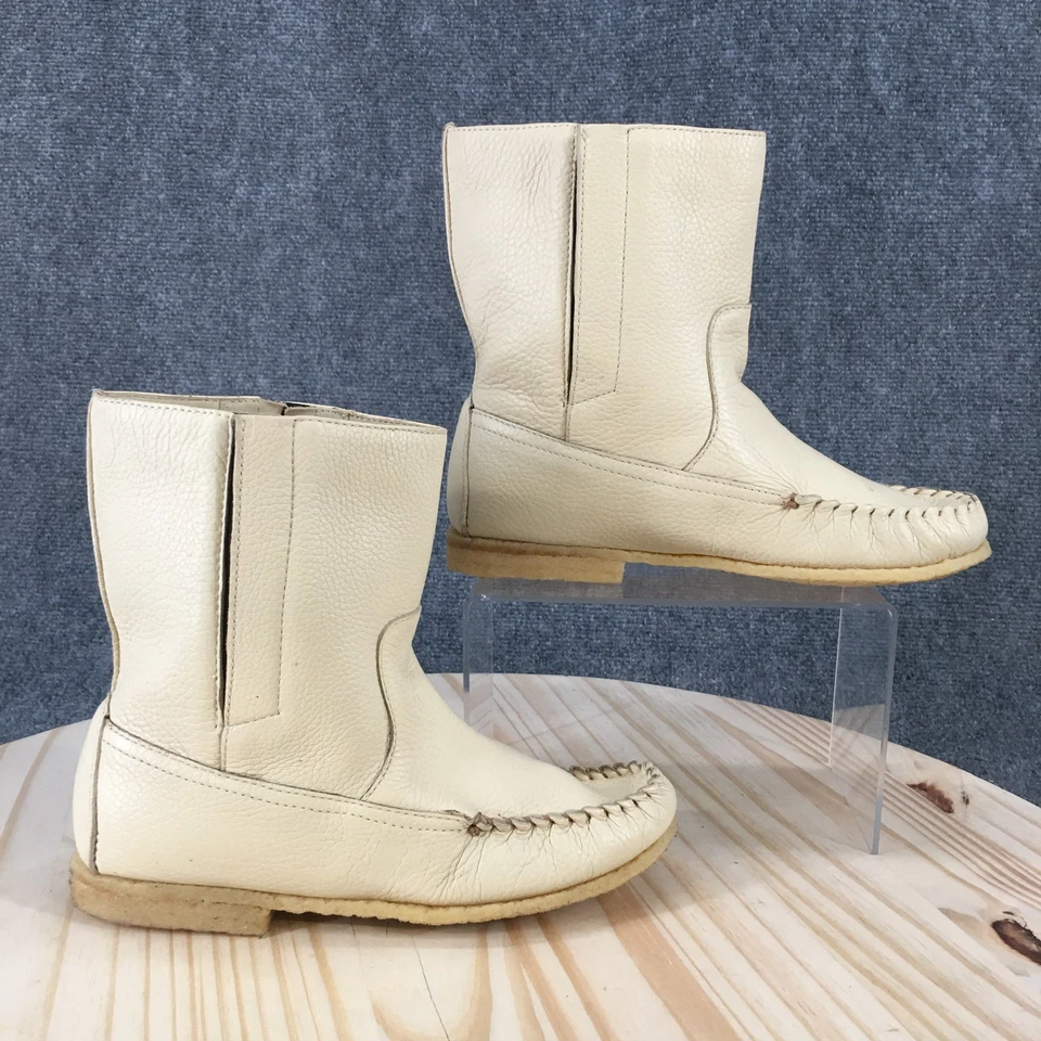 Botas J.Crew para mujer 6,5 cuero crema para nieve tirar en la mitad de la pantorrilla punta redonda cremallera lateral Foto 1 de 4