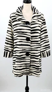 NEU mehrfach strukturierte weiß schwarz Zebramuster Strickjacke 3/4 Arm Lagenlook XL - Bild 1 von 24