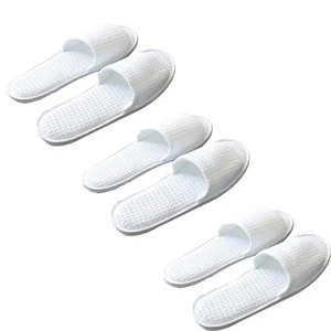 White Non-slip Disposable Slippers for Hotel Salon 3 Pairs Pack - Foto 1 di 12