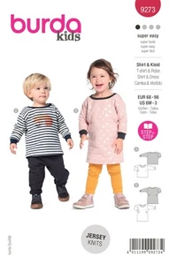 Burda Style Babies' Top & Dress with Rib Knit Bands Sewing Pattern B9273 - Picture 1 of 1