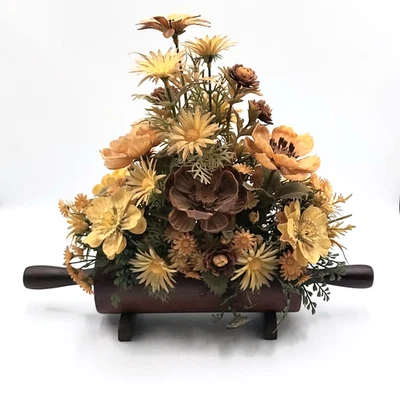 Maceta enrollable vintage años 60/70 flores de plástico pequeña decoración floral retro  Foto 1 de 4