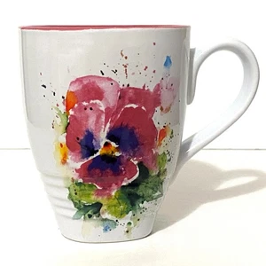 Dean Crouser Demdaco Watercolor Pansies 14 oz Coffee or Tea Mug-Excellent - Picture 1 of 3