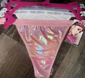 Paris Hilton ~ 3-Pair Womens Thong Underwear Panties Nylon Blend Lace (A) ~ XL - Picture 1 of 4