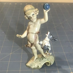 Vintage Statue in Resin Depose Italy 715 Figurine 1970s Young Small Girl - Picture 1 of 6