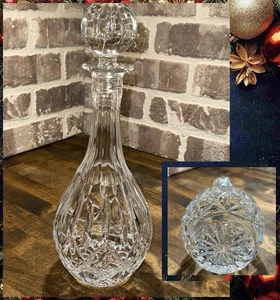 BLOCK Vintage 24% Crystal Decanter Olympic Pattern w/Globe Stopper Heavy Pretty! - Picture 1 of 11