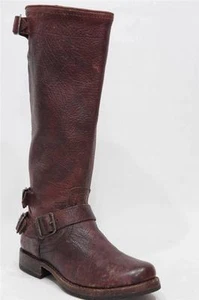 FRYE VERONICA BACK ZIP DARK BROWN STONE ANTIQUET LEATHER BOOTS Sz 6 $368 - Picture 1 of 1