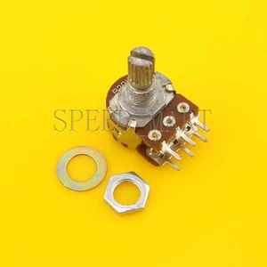 B20K Ohm Dual Linear Rotary Potentiometer Pot 15mm Shaft 6 Pins - Picture 1 of 3
