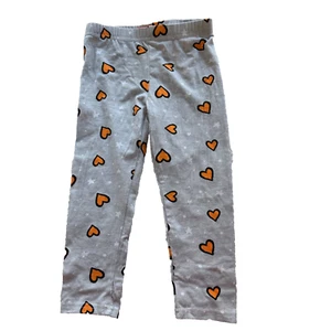 Peanuts Leggings Size 4T Gray with Orange Hearts Stretch Charlie Brown - Picture 1 of 6