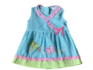 Mon Petit Blue & Pink Butterfly 2 Piece Tank Style Dress Set Sz 24 Months NWT - Picture 1 of 3