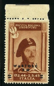 1946 Corpo Polacco - 5 z. soprastampato Wartosc Posta Aerea Gen. Anders MH* - Foto 1 di 1