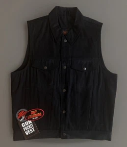 Hot Leathers - Black Denim Vest - Men’s Medium - VSM6002  - Picture 1 of 3