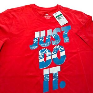 Nike Men's T Shirt Large xl Red Blue White 100% Cotton JDI Tee New NWT 10-42289