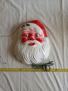 Vintage 50s Lighted Santa Face Vinylite Plastic Plaque Christmas. LIGHTS UP. - Picture 1 of 11
