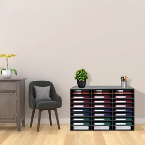 Modern 27 Slots File Storage Cabinet Literature Organizer Black 80*30.5*55.1cm - Picture 1 of 20