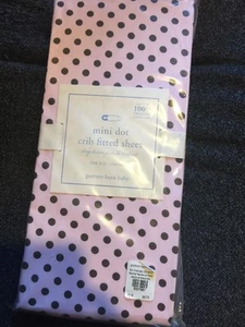 Pottery Barn Baby Mini Dot Pink Brown Crib Fitted Sheet One Size Cotton Organic - Picture 1 of 4