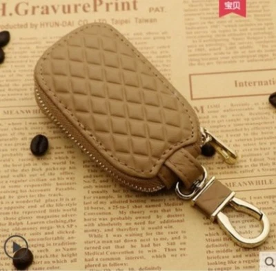 Universal Leather Car Key Protection Bag Car Key Holder Keychain Ring Case - Image 1 of 4