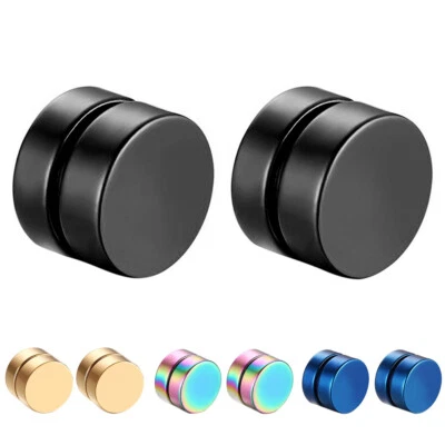 8mm Stainless Steel Magnetic Non-piercing Clip on Cheater Fake Ear Stud Earrings - Image 1 of 4