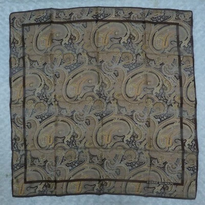 PIERRE BALMAIN Paisley Marrón Seda Bufanda Bufandas 34.5" X 34.5" O739 Foto 1 de 4