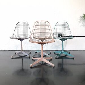Eames for Herman Miller PKC wire swivel chairs set of four