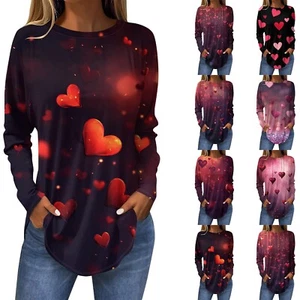 Women's T-Shirts Casual Blouse Spring Scoop Neck Tops Long Sleeves Loose Shirts - Picture 1 of 36