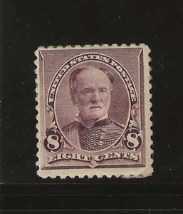 US Scott #225 mint hinged 8c Lilac Sherman, regular issue 1893 og f/vf sound - Picture 1 of 2
